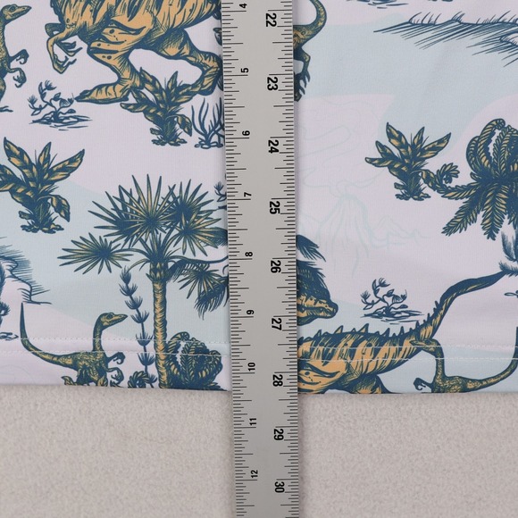 Waggle Golf Polo Shirt Dinosaur Print Mens Medium White Orange Green Performance - Picture 8 of 9